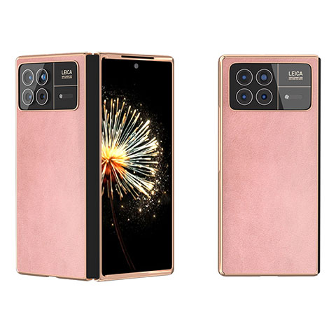 Custodia Lusso Pelle e Plastica Opaca Cover B02H per Xiaomi Mix Fold 3 5G Oro Rosa