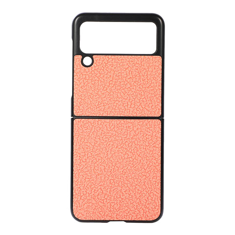 Custodia Lusso Pelle e Plastica Opaca Cover B03 per Samsung Galaxy Z Flip3 5G Arancione