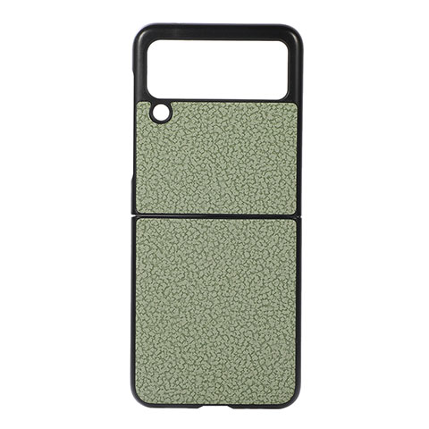 Custodia Lusso Pelle e Plastica Opaca Cover B03 per Samsung Galaxy Z Flip3 5G Verde