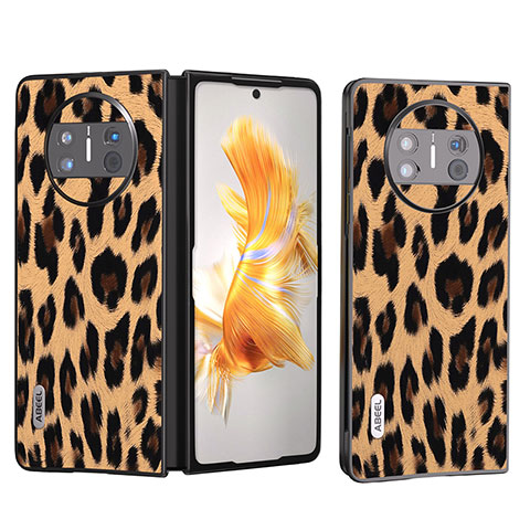 Custodia Lusso Pelle e Plastica Opaca Cover B05H per Huawei Mate X3 Marrone Chiaro