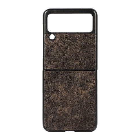 Custodia Lusso Pelle e Plastica Opaca Cover B06 per Samsung Galaxy Z Flip3 5G Marrone