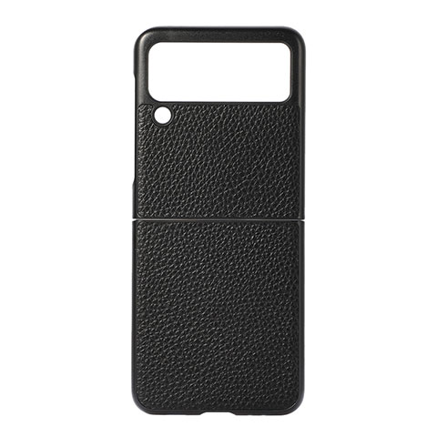 Custodia Lusso Pelle e Plastica Opaca Cover B07 per Samsung Galaxy Z Flip3 5G Nero