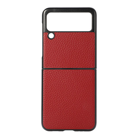Custodia Lusso Pelle e Plastica Opaca Cover B07 per Samsung Galaxy Z Flip3 5G Rosso