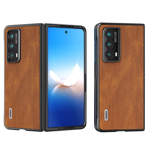 Custodia Lusso Pelle e Plastica Opaca Cover B08H per Huawei Honor Magic V2 Ultimate 5G Marrone