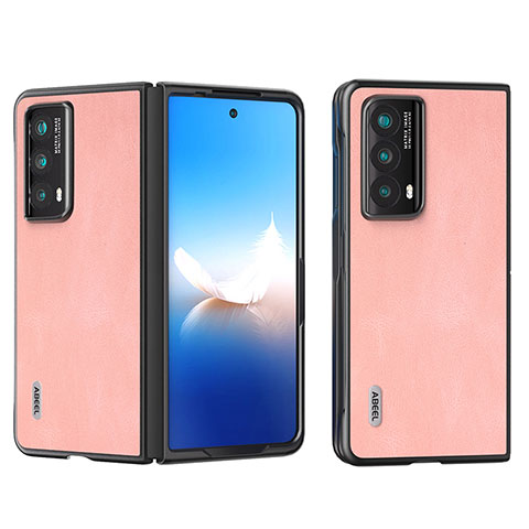 Custodia Lusso Pelle e Plastica Opaca Cover B08H per Huawei Honor Magic V2 Ultimate 5G Oro Rosa