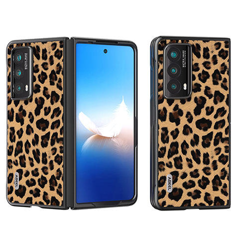 Custodia Lusso Pelle e Plastica Opaca Cover B08H per Huawei Honor Magic Vs2 5G Marrone Chiaro