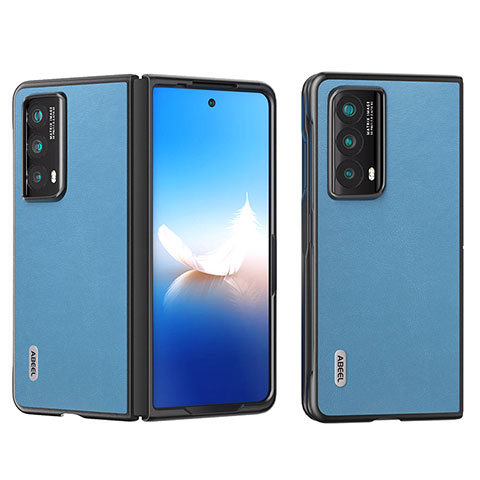 Custodia Lusso Pelle e Plastica Opaca Cover B11H per Huawei Honor Magic Vs2 5G Blu