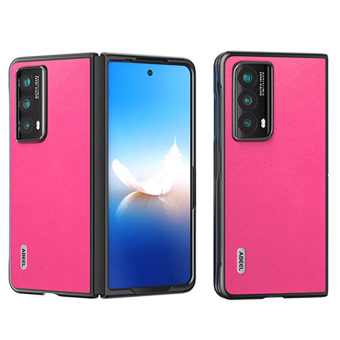 Custodia Lusso Pelle e Plastica Opaca Cover B11H per Huawei Honor Magic Vs2 5G Rosa Caldo