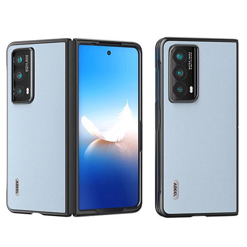 Custodia Lusso Pelle e Plastica Opaca Cover B14H per Huawei Honor Magic Vs2 5G Azzurro