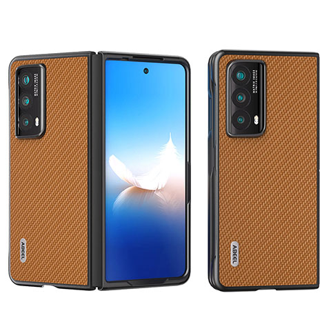 Custodia Lusso Pelle e Plastica Opaca Cover B15H per Huawei Honor Magic Vs2 5G Marrone