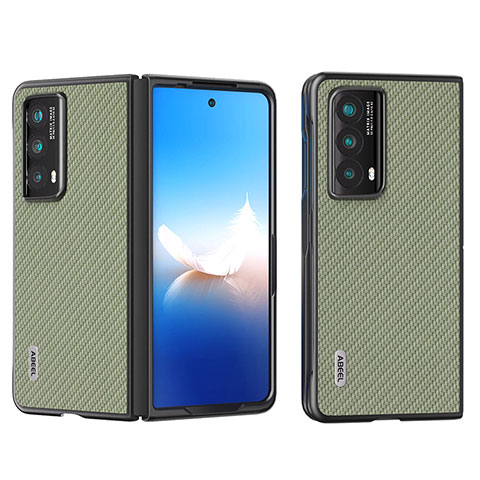 Custodia Lusso Pelle e Plastica Opaca Cover B15H per Huawei Honor Magic Vs2 5G Verde