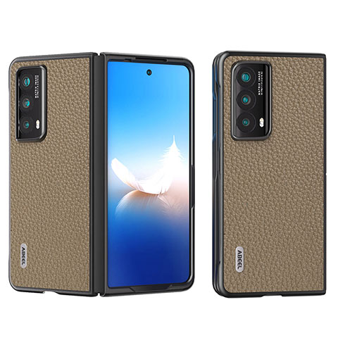 Custodia Lusso Pelle e Plastica Opaca Cover B17H per Huawei Honor Magic Vs2 5G Marrone