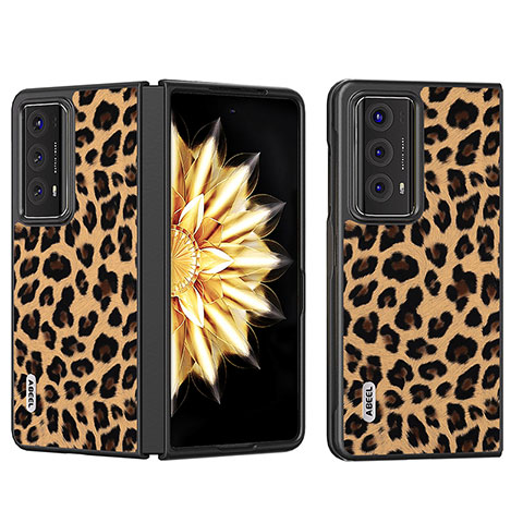 Custodia Lusso Pelle e Plastica Opaca Cover BH1 per Huawei Honor Magic V2 Ultimate 5G Marrone Chiaro