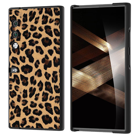 Custodia Lusso Pelle e Plastica Opaca Cover BH1 per Huawei Honor V Purse 5G Marrone Chiaro