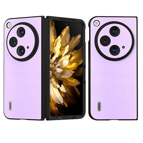 Custodia Lusso Pelle e Plastica Opaca Cover BH18 per OnePlus Open 5G Viola