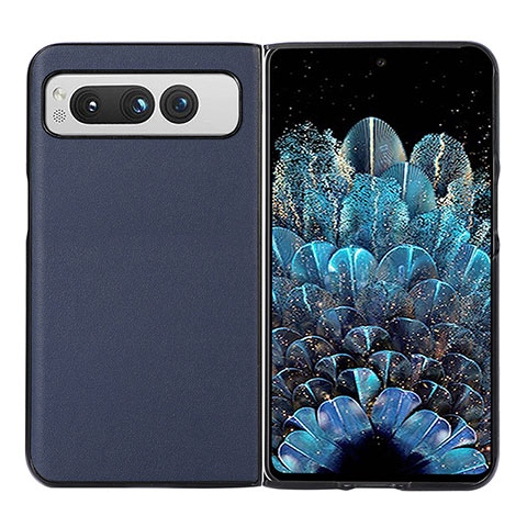 Custodia Lusso Pelle e Plastica Opaca Cover BH2 per Google Pixel Fold 5G Blu