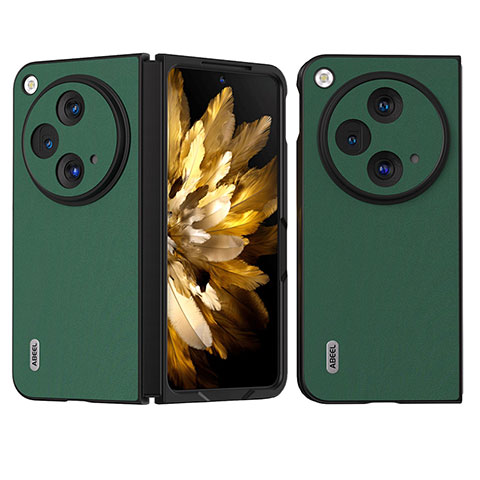 Custodia Lusso Pelle e Plastica Opaca Cover BH2 per OnePlus Open 5G Verde