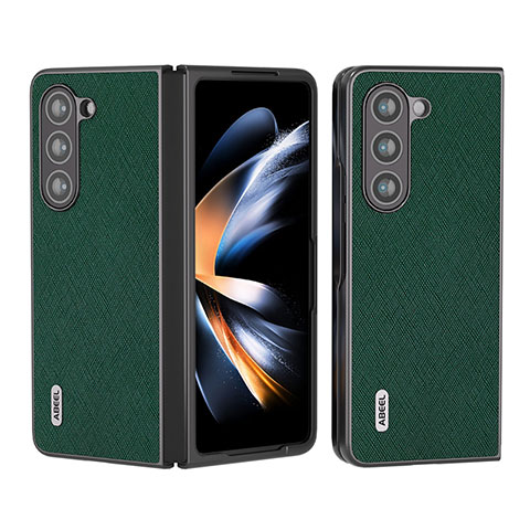 Custodia Lusso Pelle e Plastica Opaca Cover BH2 per Samsung Galaxy Z Fold5 5G Verde