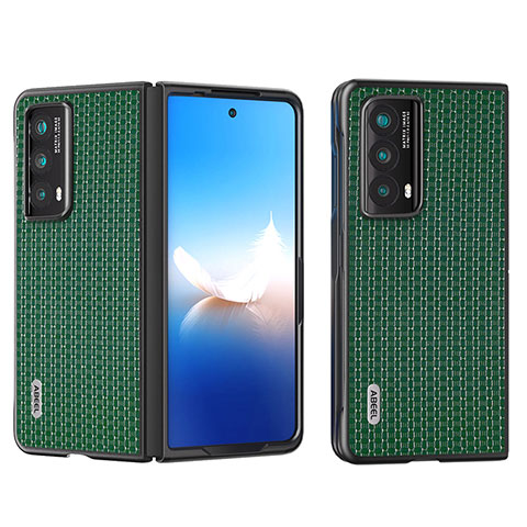 Custodia Lusso Pelle e Plastica Opaca Cover BH3 per Huawei Honor Magic Vs2 5G Verde