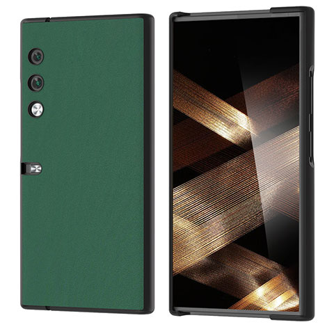 Custodia Lusso Pelle e Plastica Opaca Cover BH3 per Huawei Honor V Purse 5G Verde