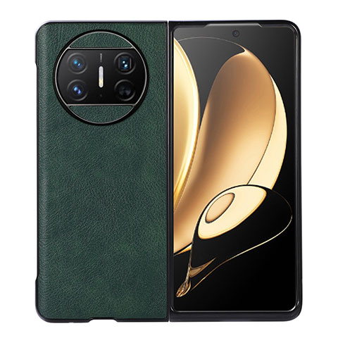 Custodia Lusso Pelle e Plastica Opaca Cover BH3 per Huawei Mate X3 Verde