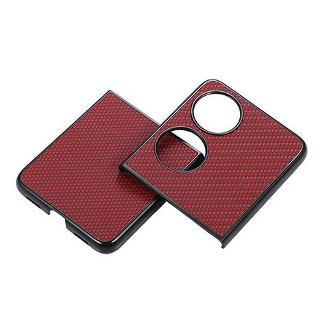 Custodia Lusso Pelle e Plastica Opaca Cover BH3 per Huawei P50 Pocket Rosso