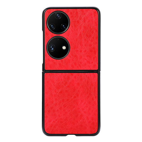 Custodia Lusso Pelle e Plastica Opaca Cover BH4 per Huawei Pocket S Rosso