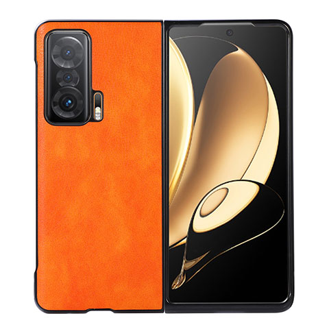 Custodia Lusso Pelle e Plastica Opaca Cover BH5 per Huawei Honor Magic V 5G Arancione