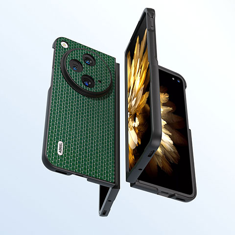 Custodia Lusso Pelle e Plastica Opaca Cover BH5 per OnePlus Open 5G Verde