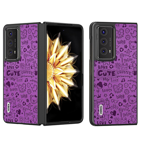 Custodia Lusso Pelle e Plastica Opaca Cover BH6 per Huawei Honor Magic V2 5G Viola