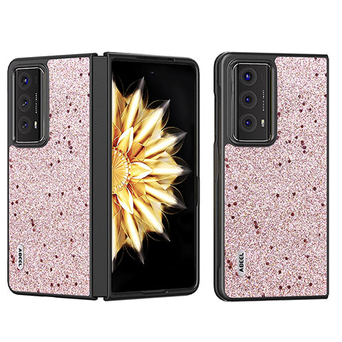 Custodia Lusso Pelle e Plastica Opaca Cover BH6 per Huawei Honor Magic V2 Ultimate 5G Oro Rosa