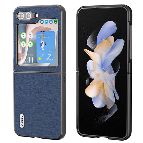 Custodia Lusso Pelle e Plastica Opaca Cover BH7 per Samsung Galaxy Z Flip5 5G Blu