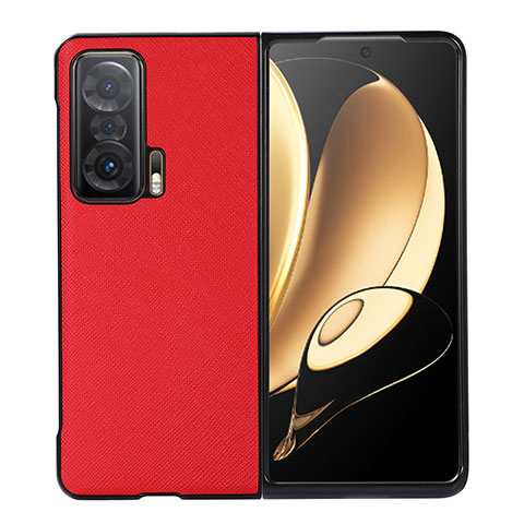 Custodia Lusso Pelle e Plastica Opaca Cover BH9 per Huawei Honor Magic V 5G Rosso