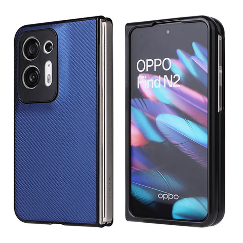 Custodia Lusso Pelle e Plastica Opaca Cover BY1 per Oppo Find N2 5G Blu