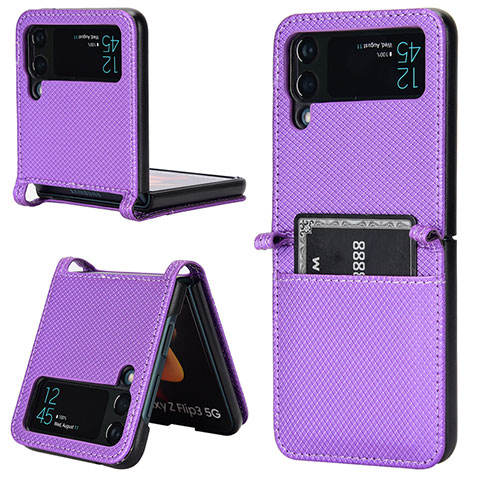 Custodia Lusso Pelle e Plastica Opaca Cover BY1 per Samsung Galaxy Z Flip4 5G Viola