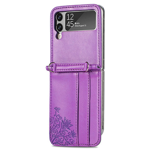 Custodia Lusso Pelle e Plastica Opaca Cover C01 per Samsung Galaxy Z Flip4 5G Viola