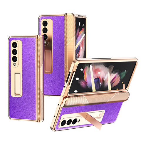 Custodia Lusso Pelle e Plastica Opaca Cover C01 per Samsung Galaxy Z Fold3 5G Viola