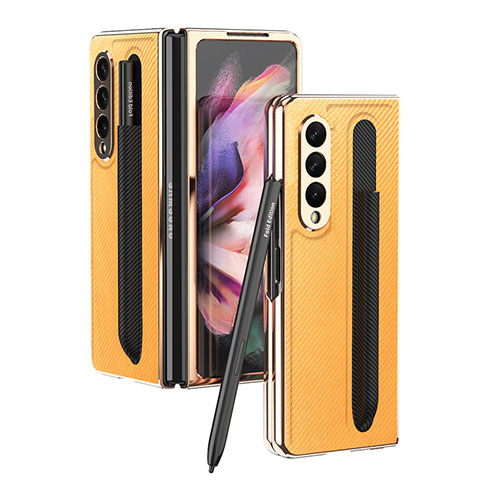 Custodia Lusso Pelle e Plastica Opaca Cover C04 per Samsung Galaxy Z Fold4 5G Giallo