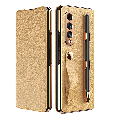 Custodia Lusso Pelle e Plastica Opaca Cover C06 per Samsung Galaxy Z Fold4 5G Oro