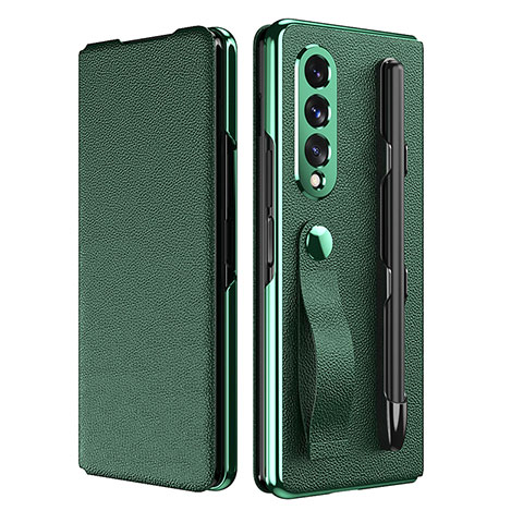 Custodia Lusso Pelle e Plastica Opaca Cover C06 per Samsung Galaxy Z Fold4 5G Verde