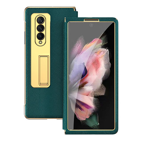 Custodia Lusso Pelle e Plastica Opaca Cover C08 per Samsung Galaxy Z Fold3 5G Verde