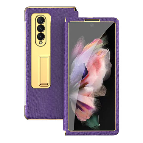 Custodia Lusso Pelle e Plastica Opaca Cover C08 per Samsung Galaxy Z Fold4 5G Viola