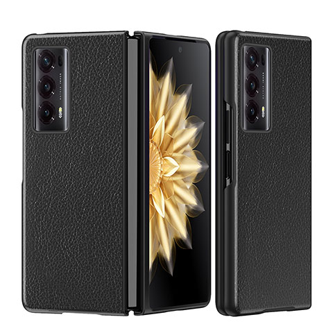 Custodia Lusso Pelle e Plastica Opaca Cover GS1 per Huawei Honor Magic V2 Ultimate 5G Nero