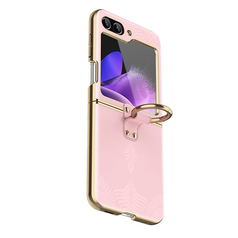 Custodia Lusso Pelle e Plastica Opaca Cover GS1 per Samsung Galaxy Z Flip5 5G Oro Rosa