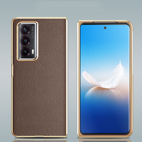 Custodia Lusso Pelle e Plastica Opaca Cover GS2 per Huawei Honor Magic Vs2 5G Marrone