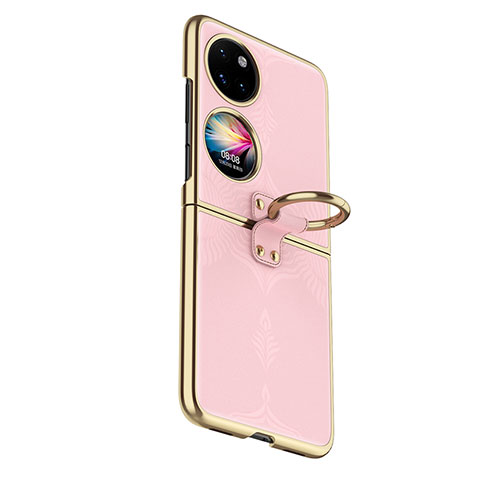 Custodia Lusso Pelle e Plastica Opaca Cover GS4 per Huawei P50 Pocket Oro Rosa