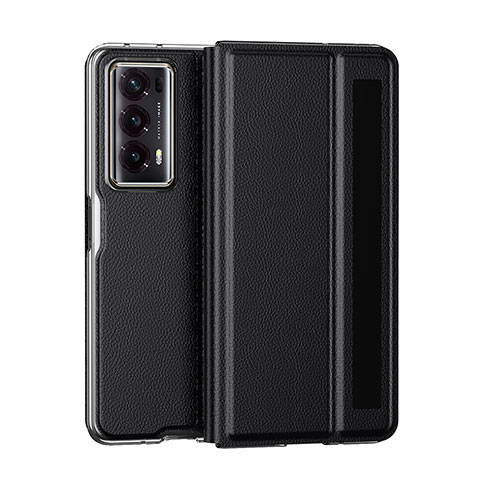 Custodia Lusso Pelle e Plastica Opaca Cover GS6 per Huawei Honor Magic V2 5G Nero