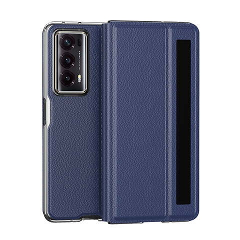 Custodia Lusso Pelle e Plastica Opaca Cover GS6 per Huawei Honor Magic V2 Ultimate 5G Blu