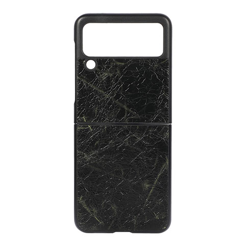 Custodia Lusso Pelle e Plastica Opaca Cover H07 per Samsung Galaxy Z Flip3 5G Nero