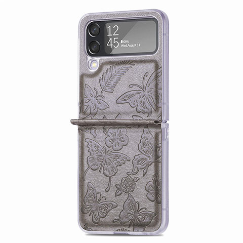 Custodia Lusso Pelle e Plastica Opaca Cover H07 per Samsung Galaxy Z Flip4 5G Grigio